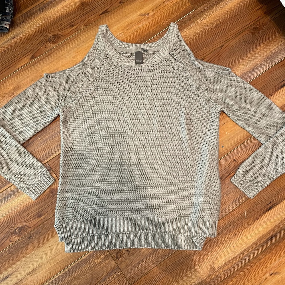 Quinn shoulder-less gray sweater